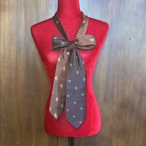 Vintage Upcycled Ties Scarf with Equestrian Motif